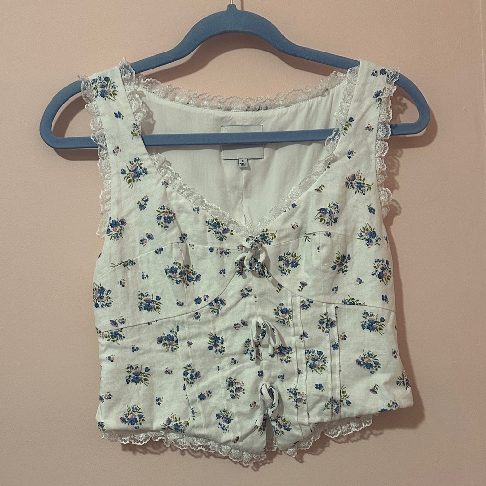 Reformation White Floral Camisole